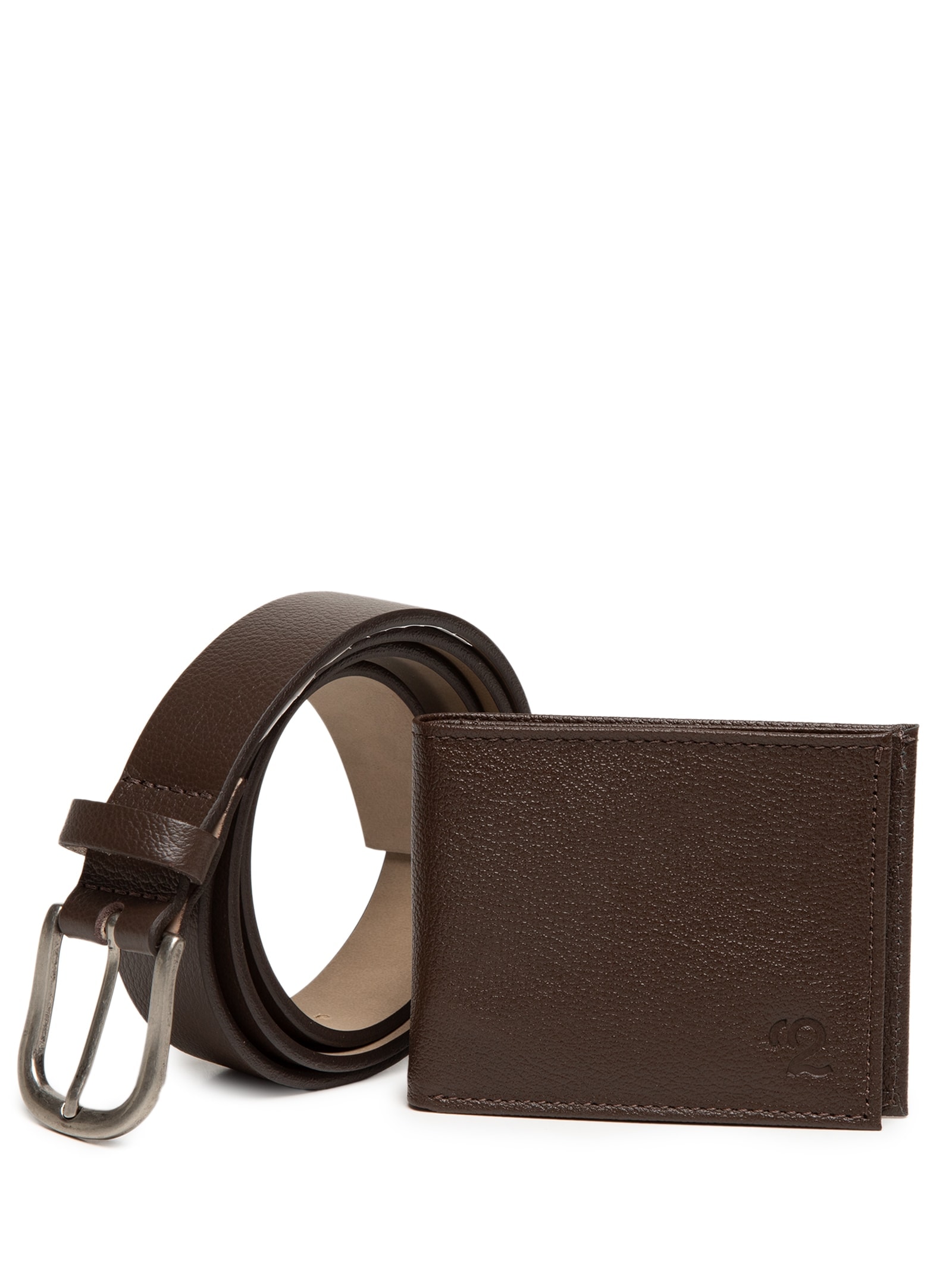 Kit Presenteável Masculino Cinto E Carteira Couro Legítimo Marrom '2 Essential