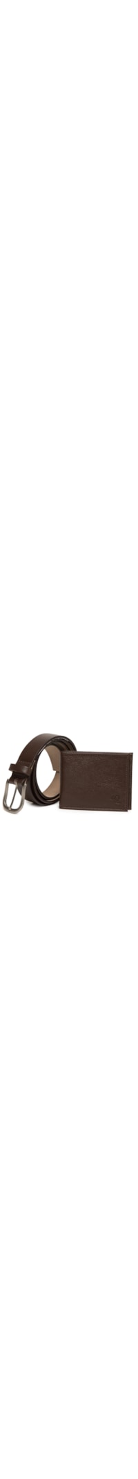 Kit Presenteável Masculino Cinto E Carteira Couro Legítimo - Marrom