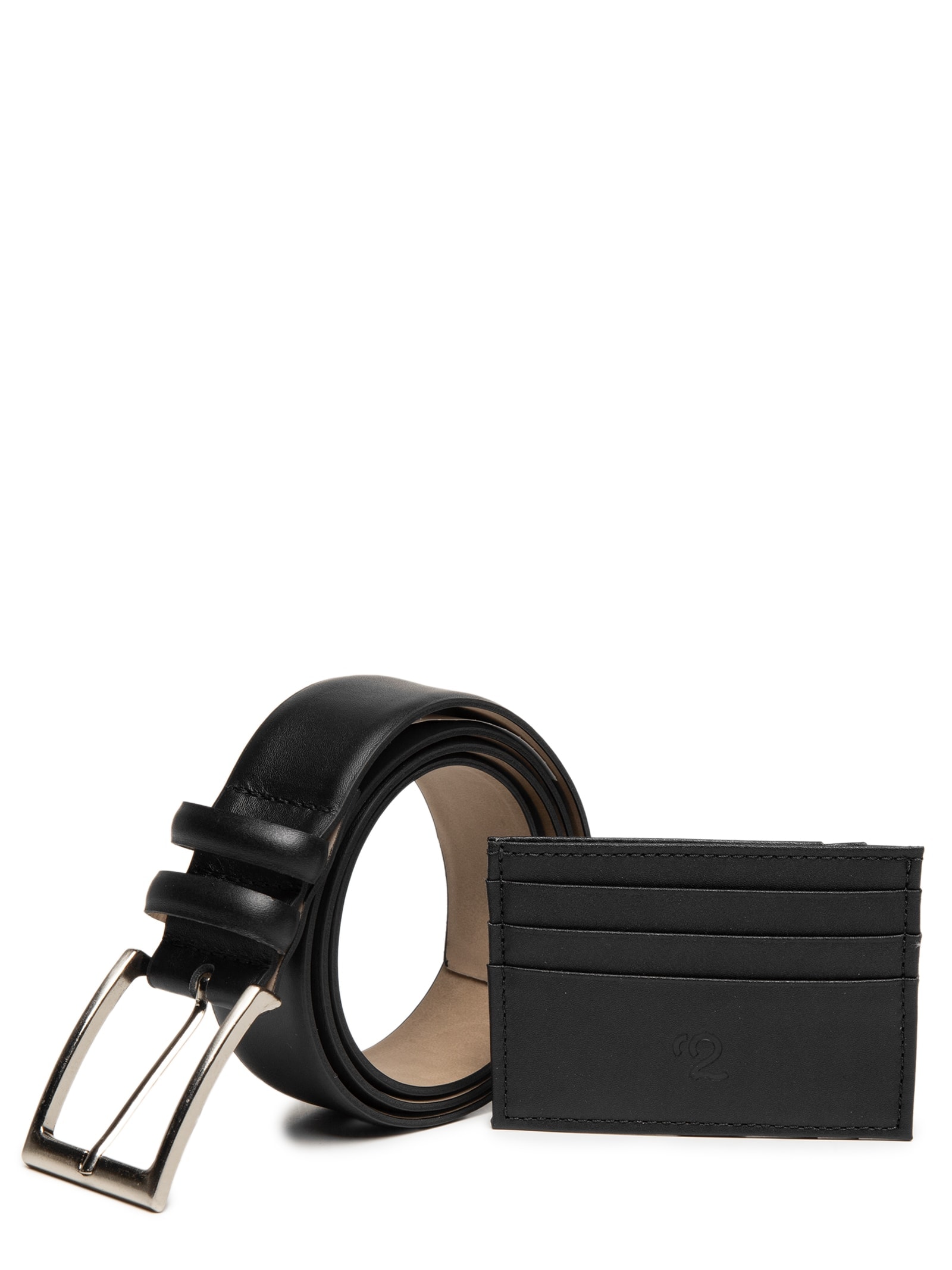 Kit Presenteável Masculino Cinto E Porta Cartão Couro Legítimo Preto '2 Essential