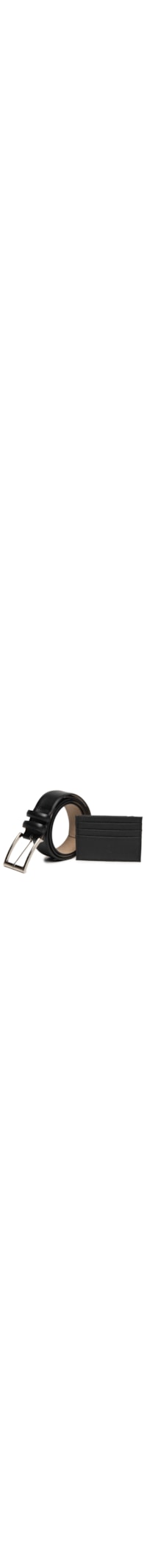 Kit Presenteável Masculino Cinto E Porta Cartão Couro Legítimo - Preto