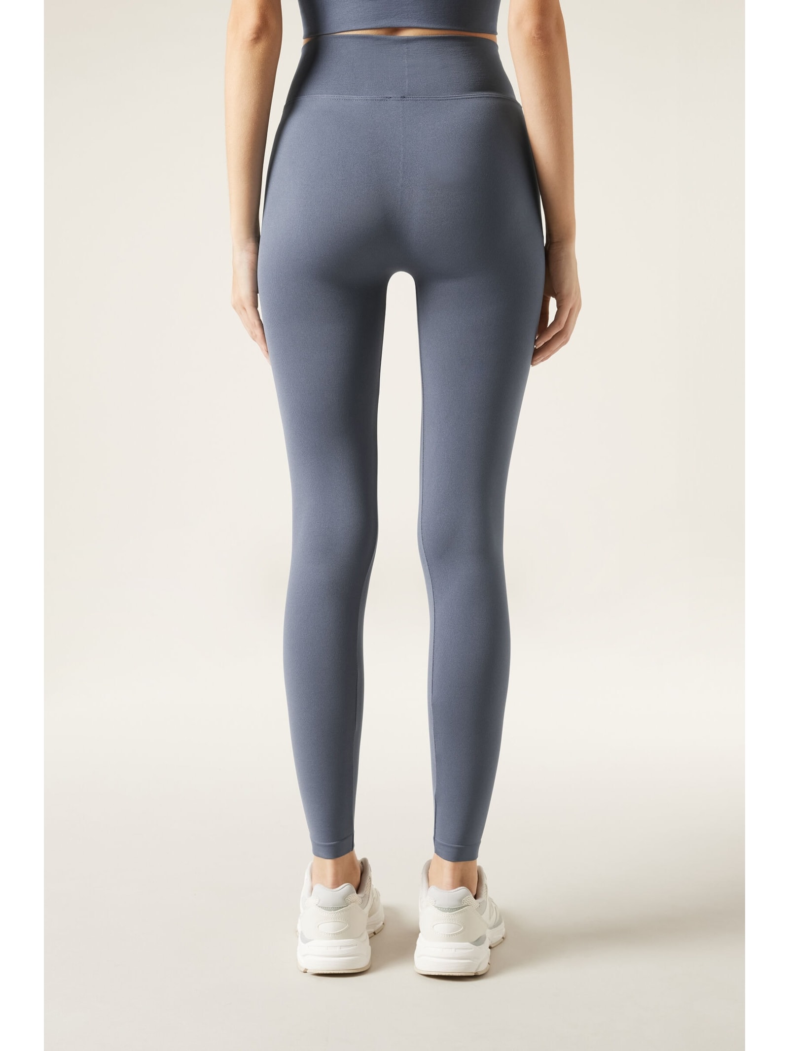 Legging De Cintura Alta Em v Azul Calzedonia