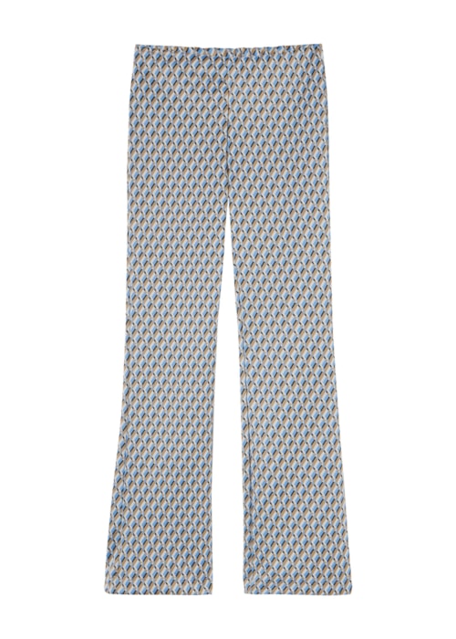 Legging Flare Cropped Com Padrão Geométrico – Azul