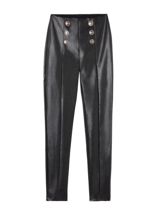 Legging Skinny Sailor Efeito Couro – Preto