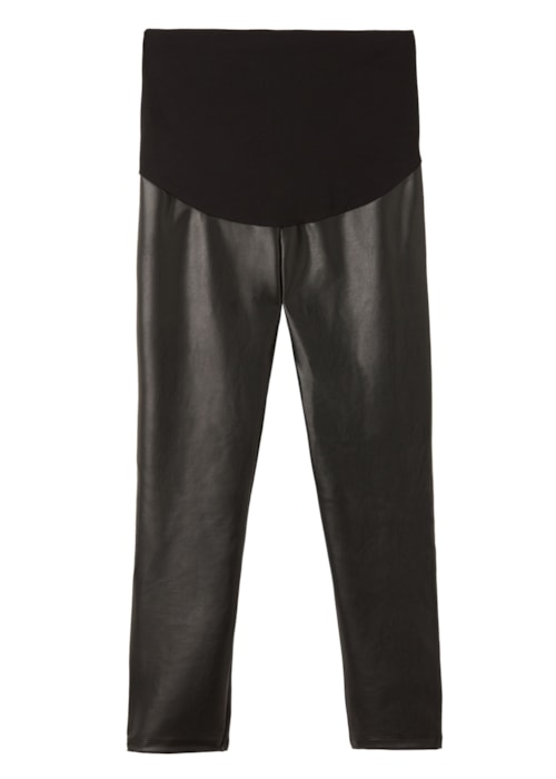 Legging Térmica Com Efeito Couro Maternidade - Preto