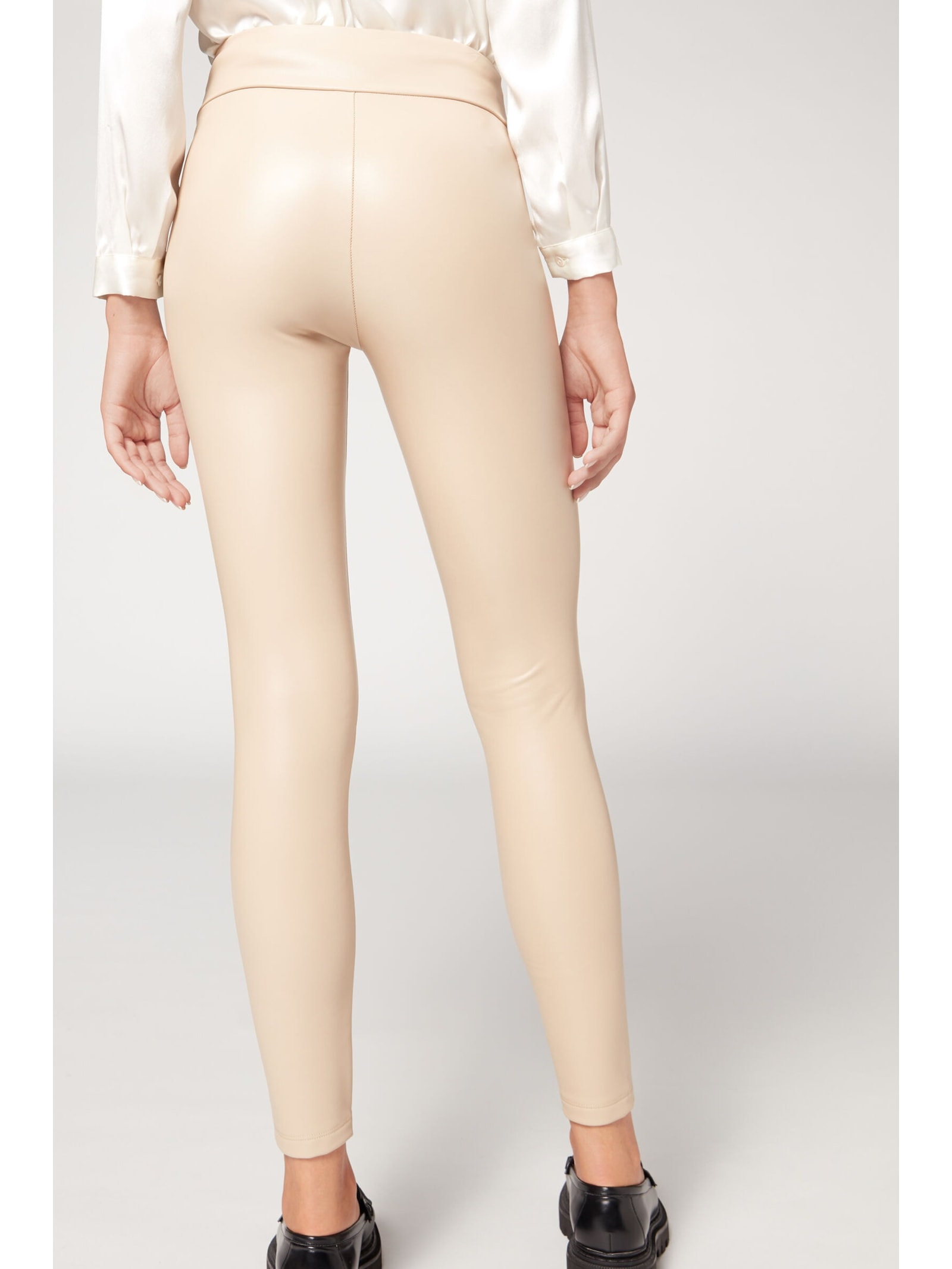 Legging Térmica Efeito Couro Bege Calzedonia