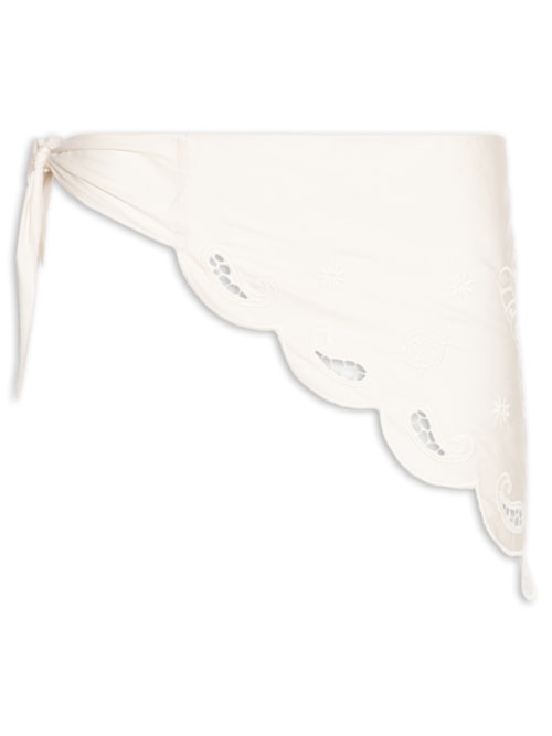 Lenço feminino Bandana Jardim Bordado Richelieu – Bege