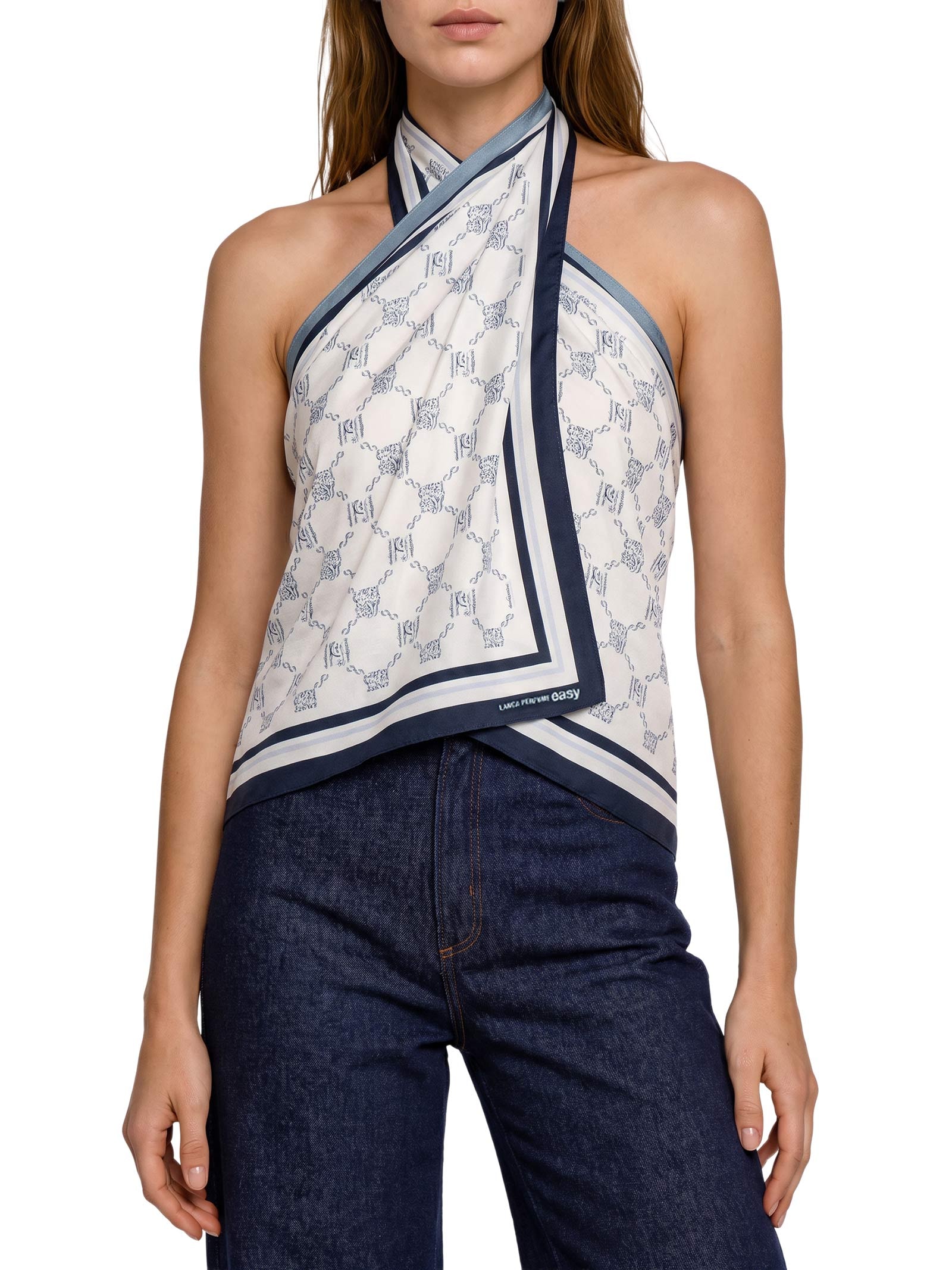 Lenço Feminino Estampado Azul Lança Perfume