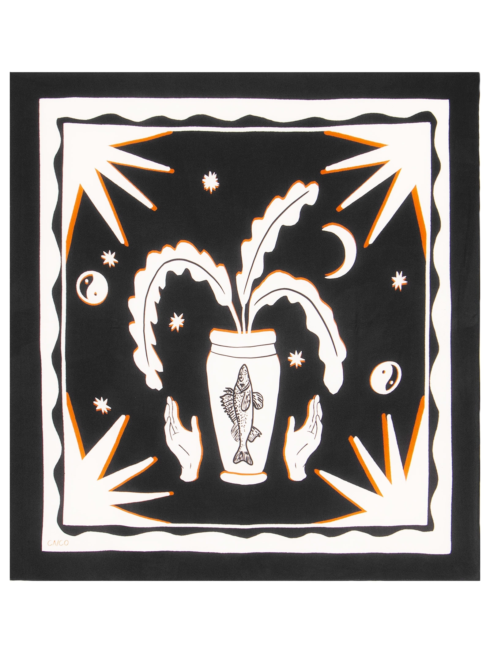 Lenço Feminino Panneaux Magna Preto Caco Studios