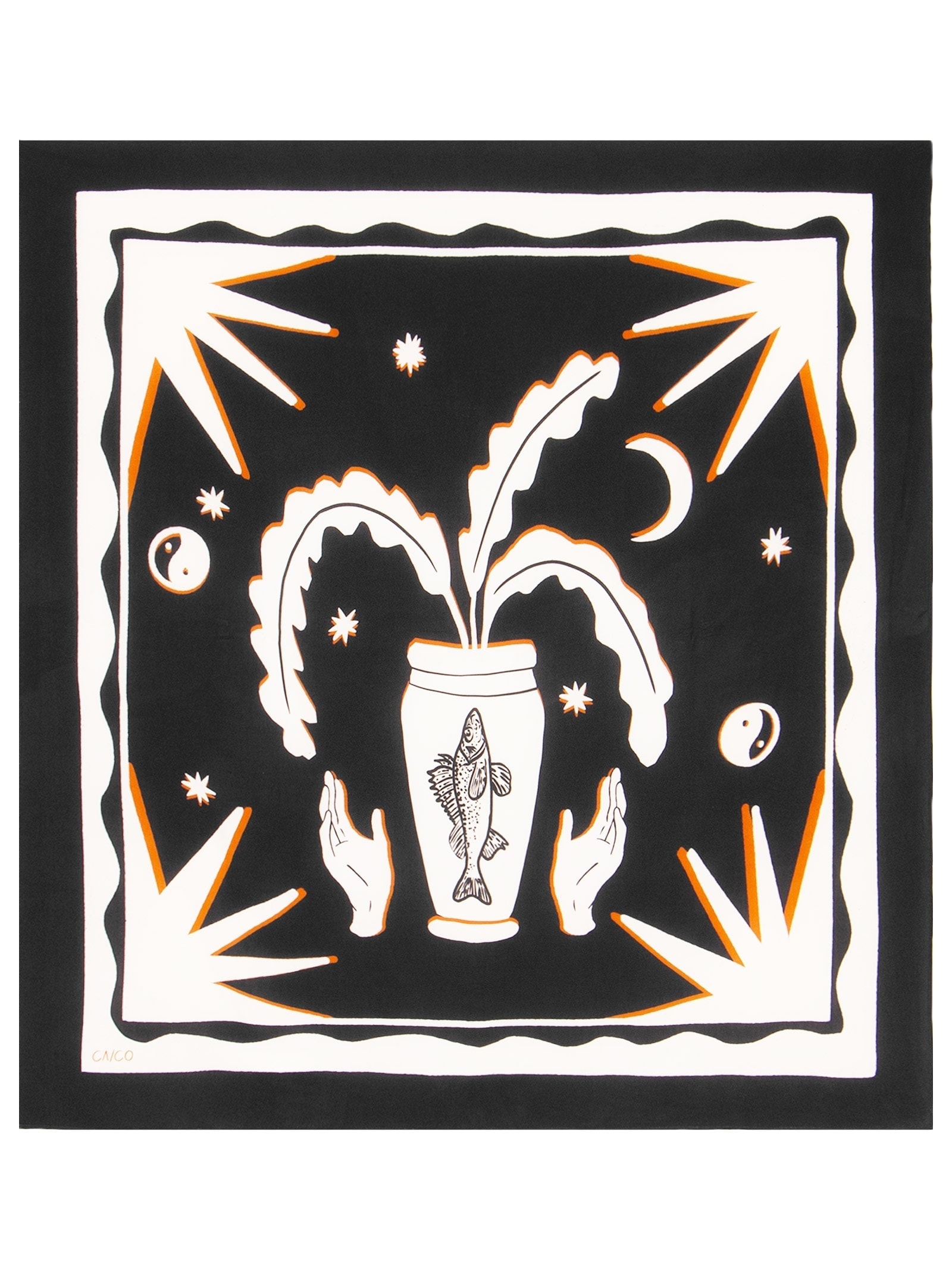 Lenço Feminino Panneaux Magna Preto Caco Studios