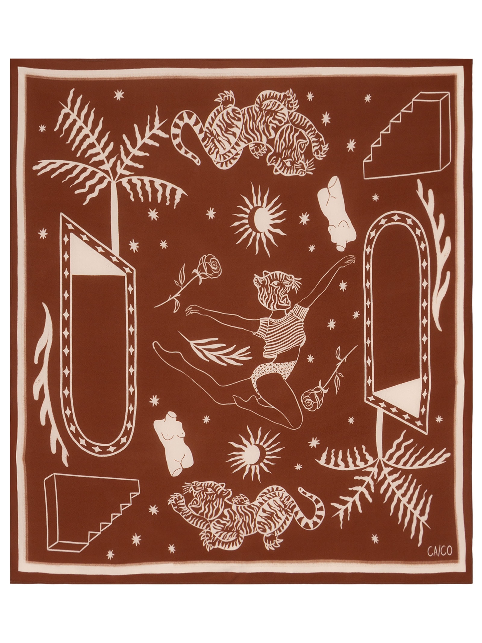 Lenço Feminino Panneaux Portal Marrom Caco Studios