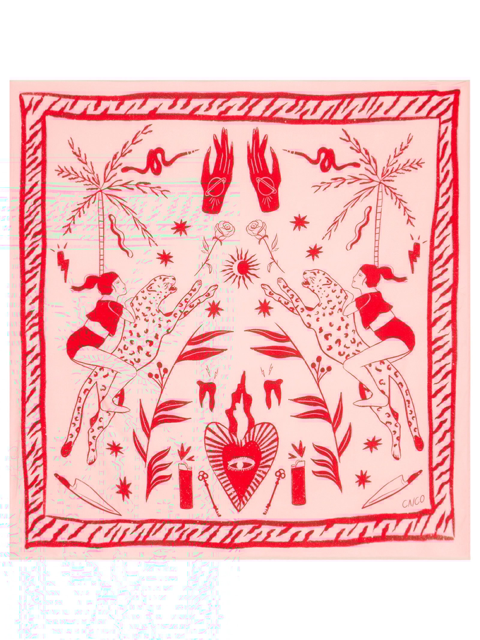 Lenço Feminino Panneaux Rose Rosa Caco Studios