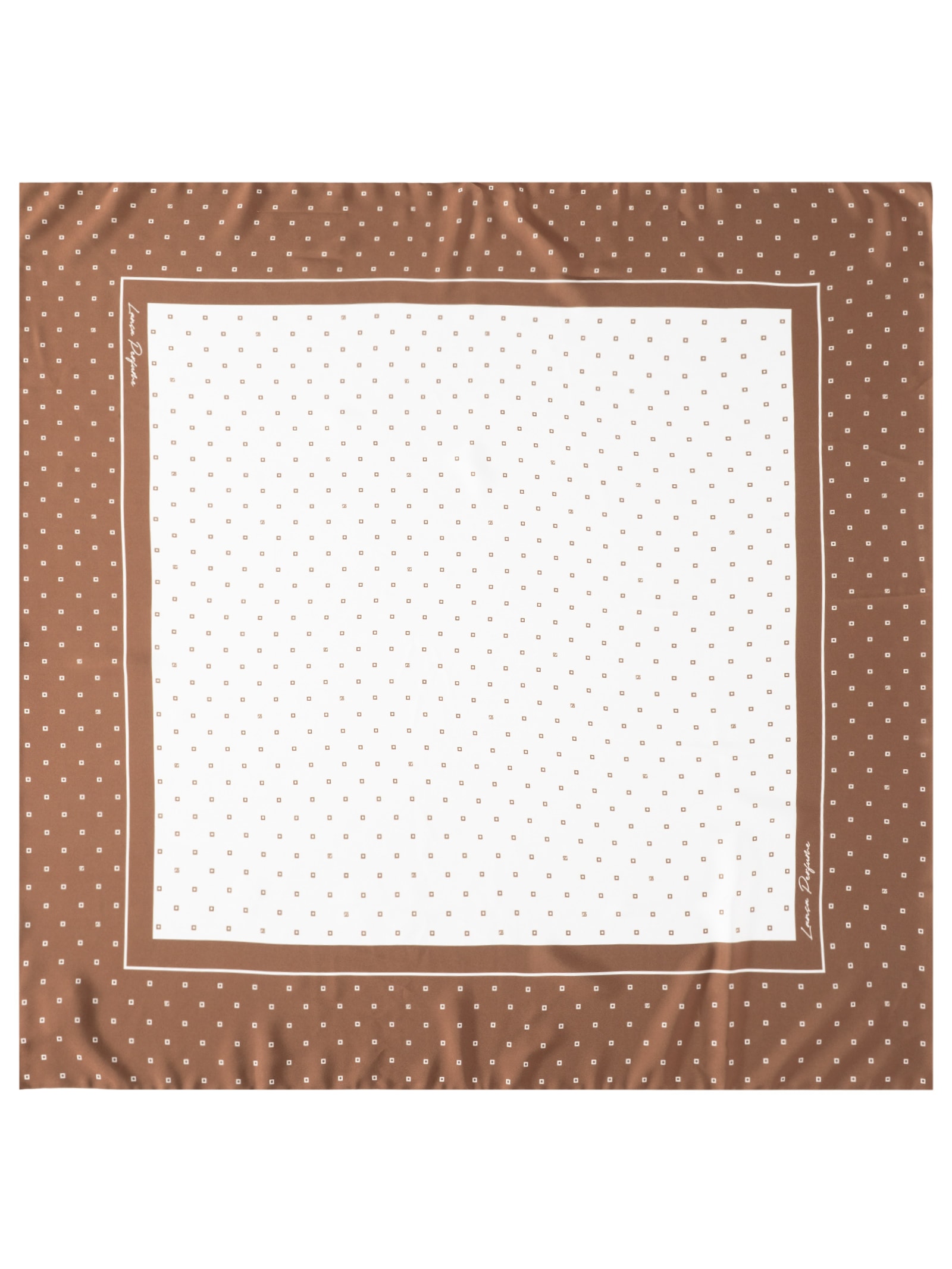 Lenço Feminino Quadrado Estampado Acetinado Marrom Lança Perfume