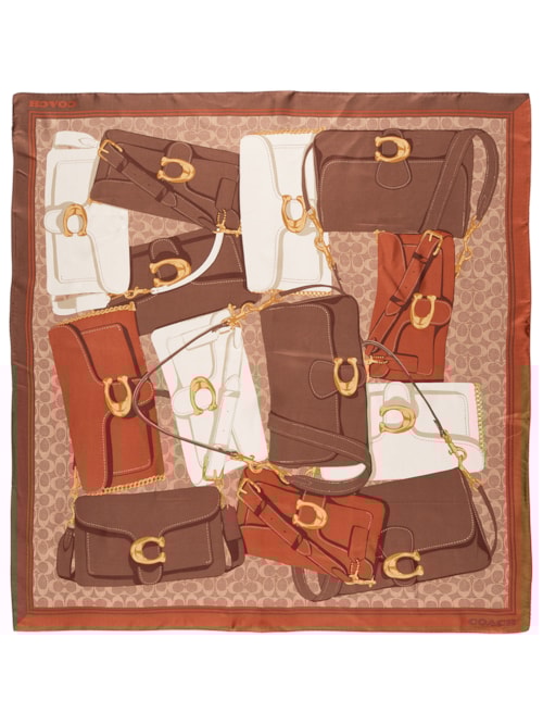 Lenço Feminino Silk Square Tabby Print – Marrom