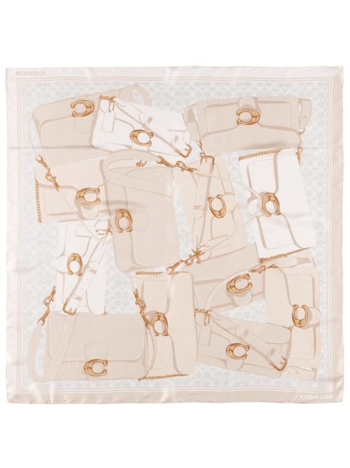 Lenço Feminino Silk Square Tabby Print – Off White