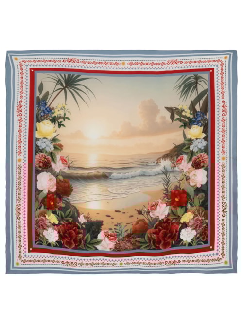 Lenço Scarf Beach Roses – Off White