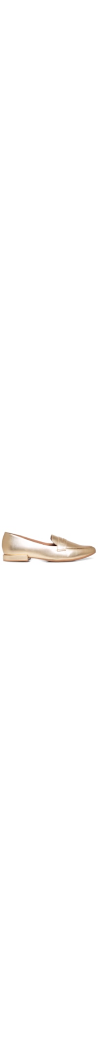 Loafer Feminino Metálico Básico Couro - Dourado