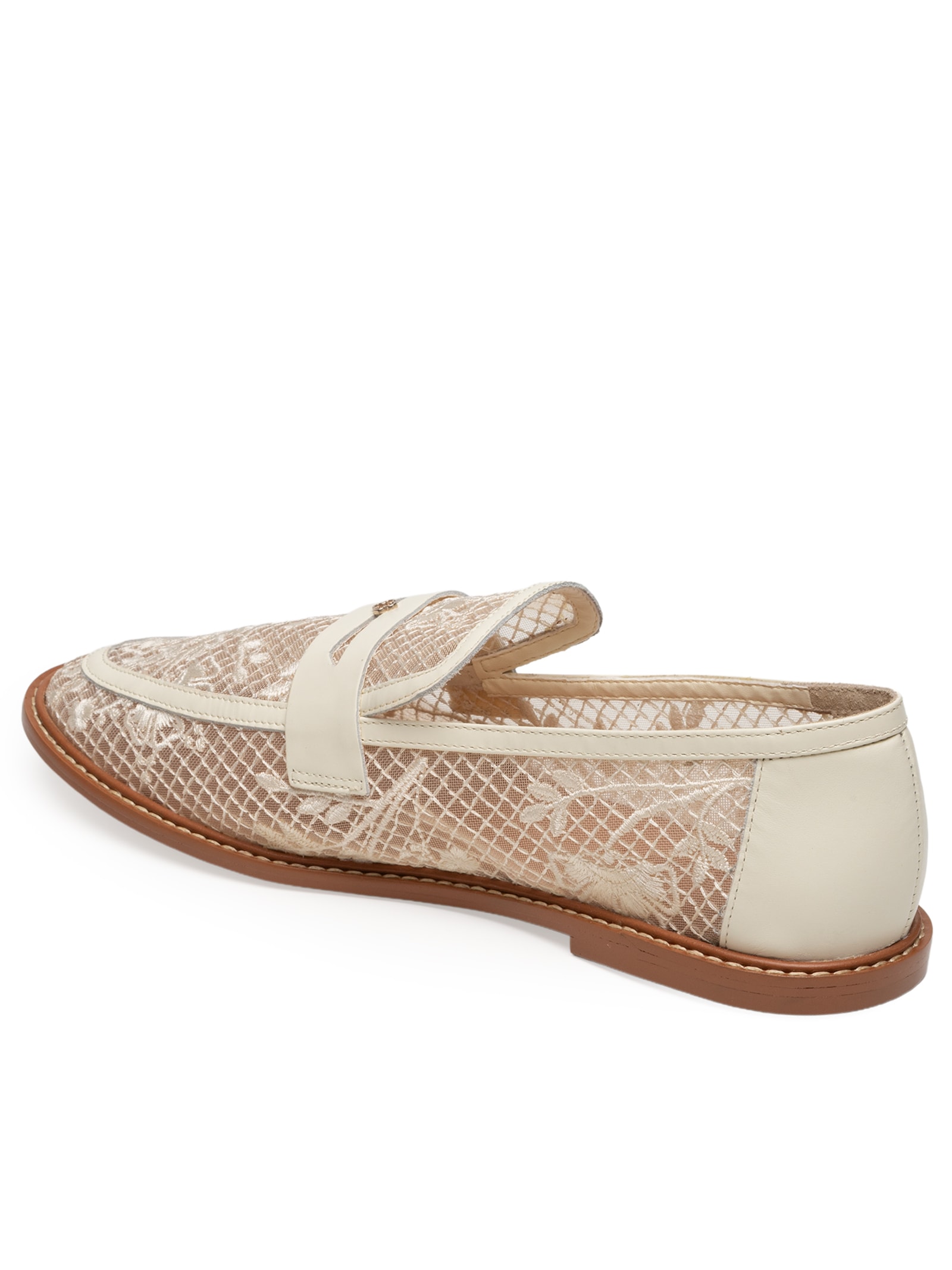 Loafer Feminino Mocassim Couro Tela Off White Capodarte