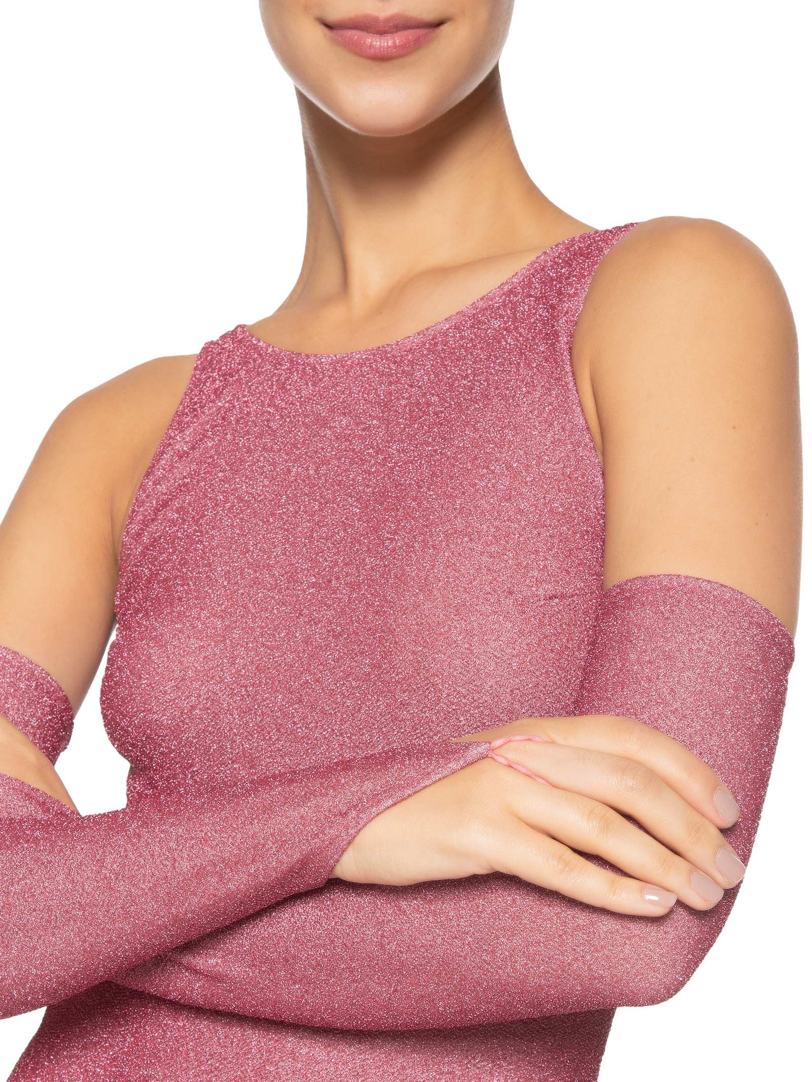 Luva 7/8 Carnaval Em Lurex Rosa Market 33