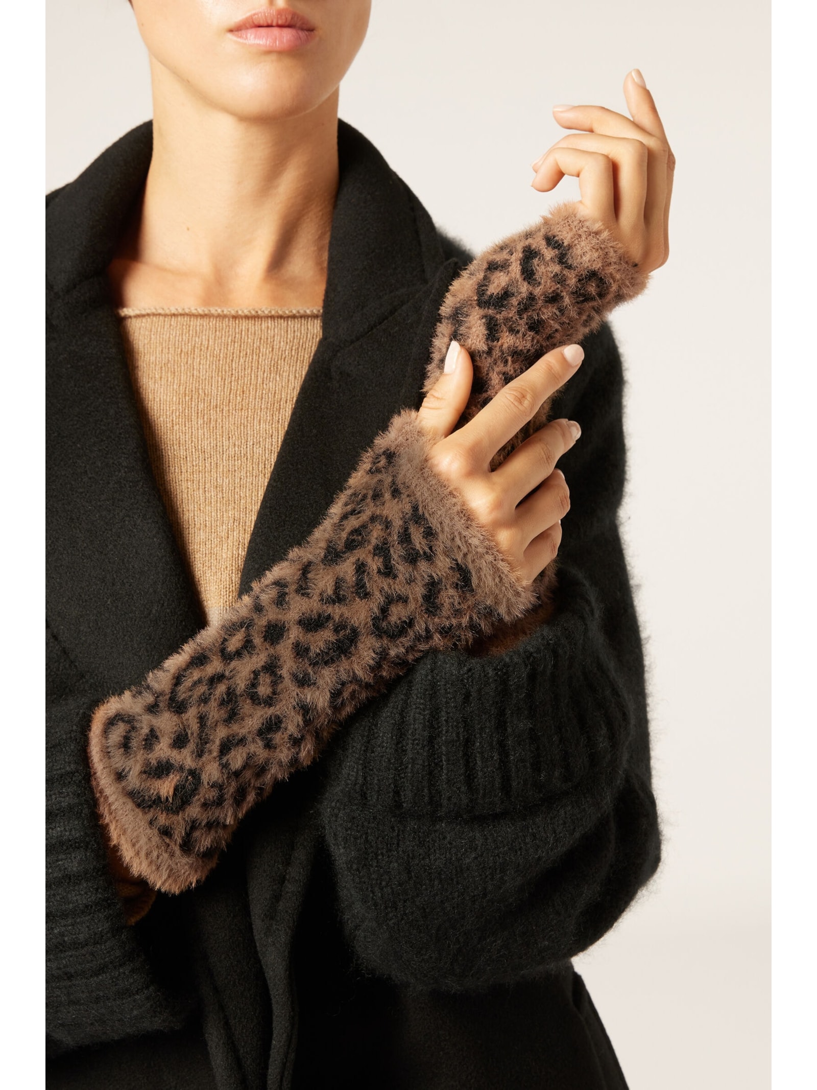 Luva Com Estampa Animal Print Marrom Calzedonia