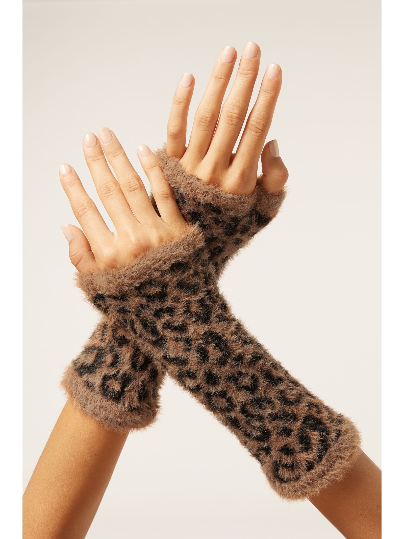 Luva Com Estampa Animal Print Marrom Calzedonia