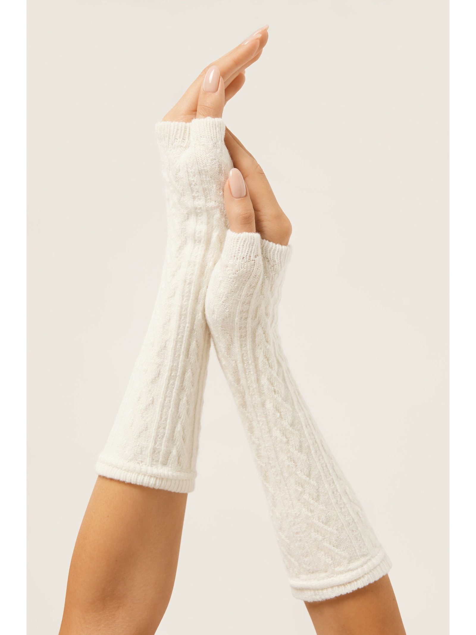 Luva Com Lã e Cashmere Off-White Calzedonia