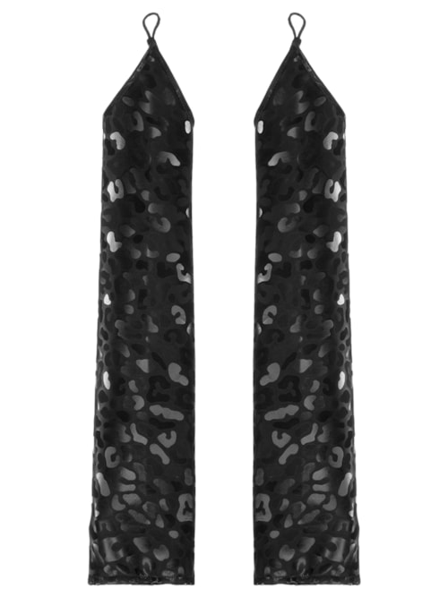Luva Feminina 7/8 Carnaval Animal Print - Preto