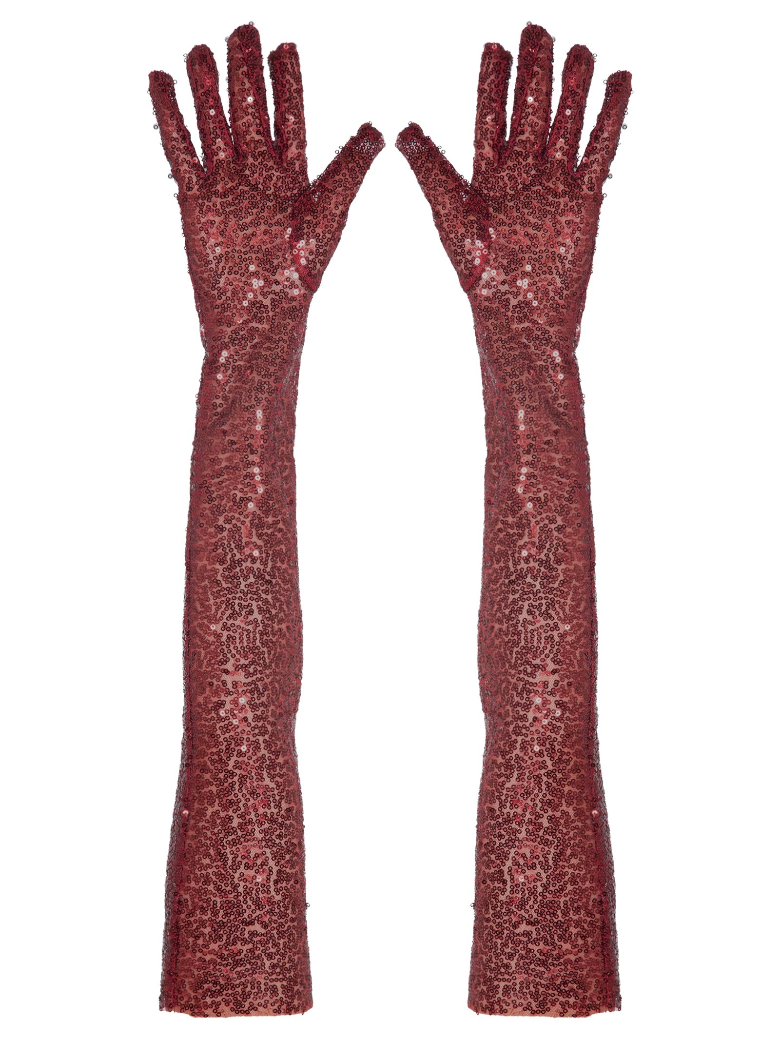 Luva Feminina Paetê Longa Vermelho Meiota