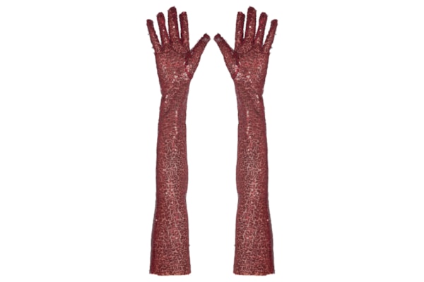 Luva Feminina Paetê Longa - Vermelho