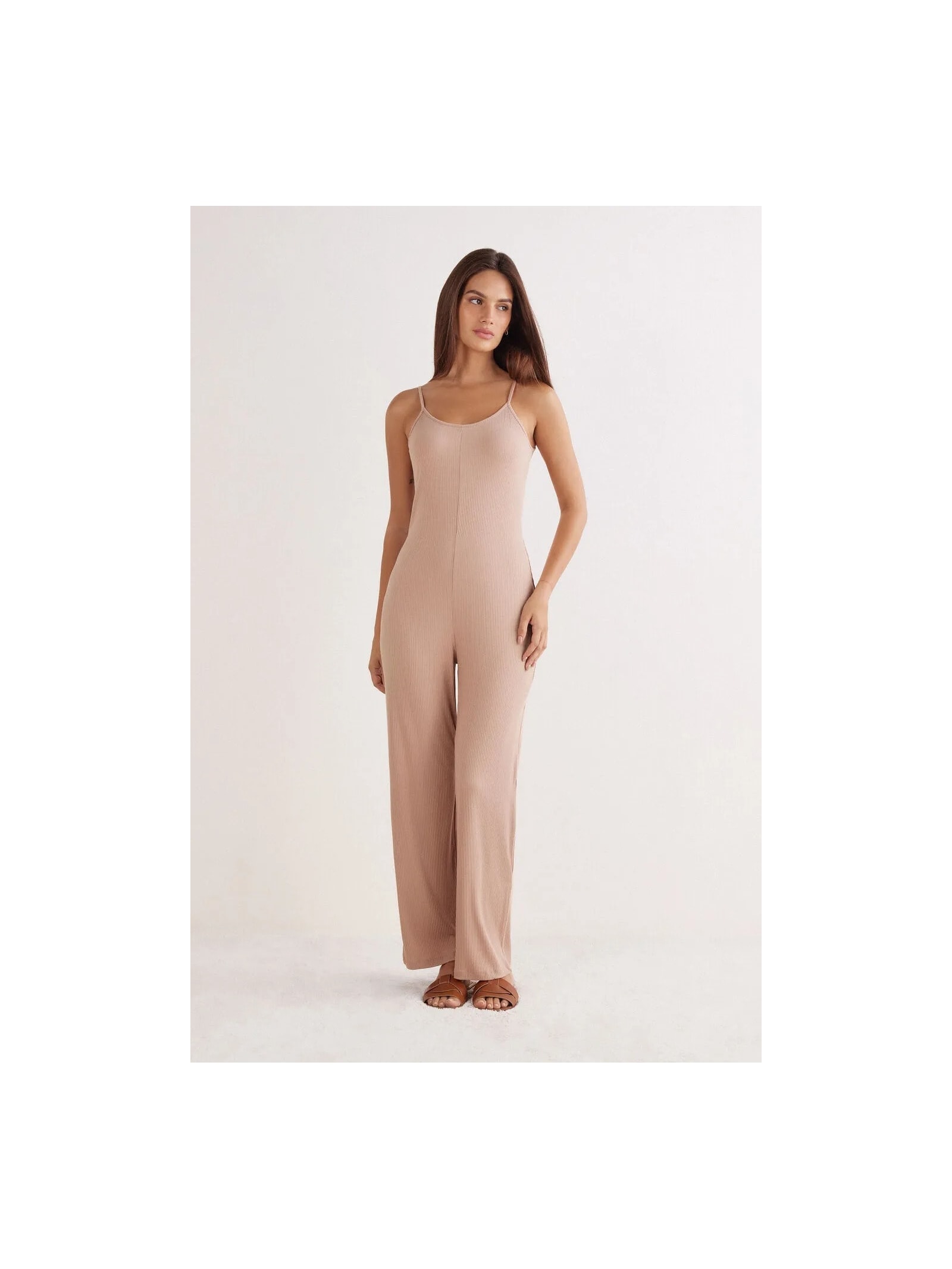 Macacão Comprido Canelado Em Viscose Your Everyday Wear Bege Intimissimi