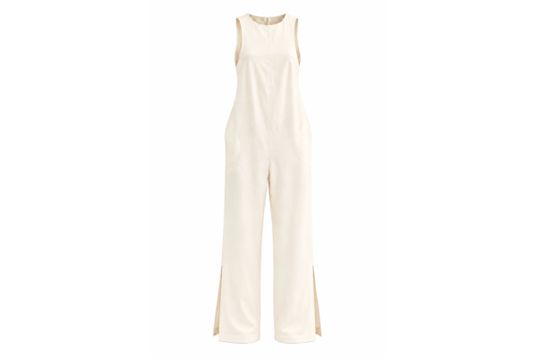 Macacão Em Viscolinho Linen - Branco