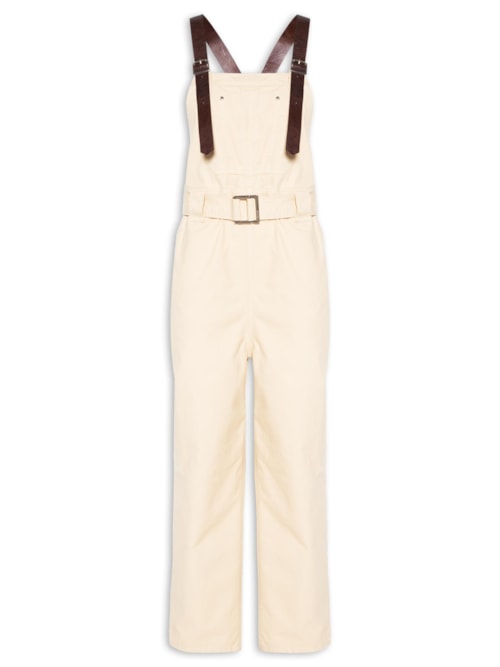 Macacão Feminino Alça De Sarja Nude – Bege