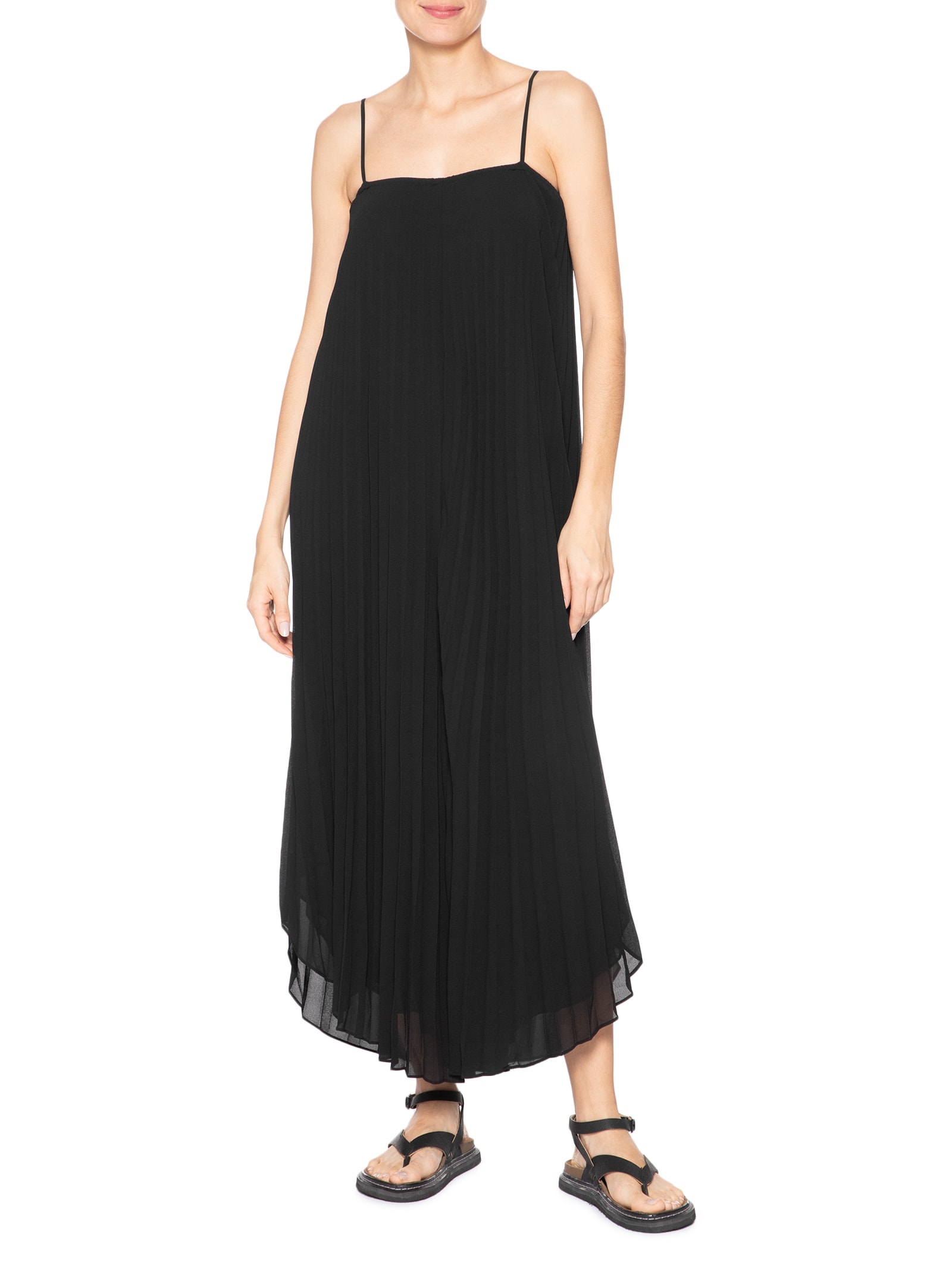 Macacão Feminino Alças Plissado - Preto - Osklen