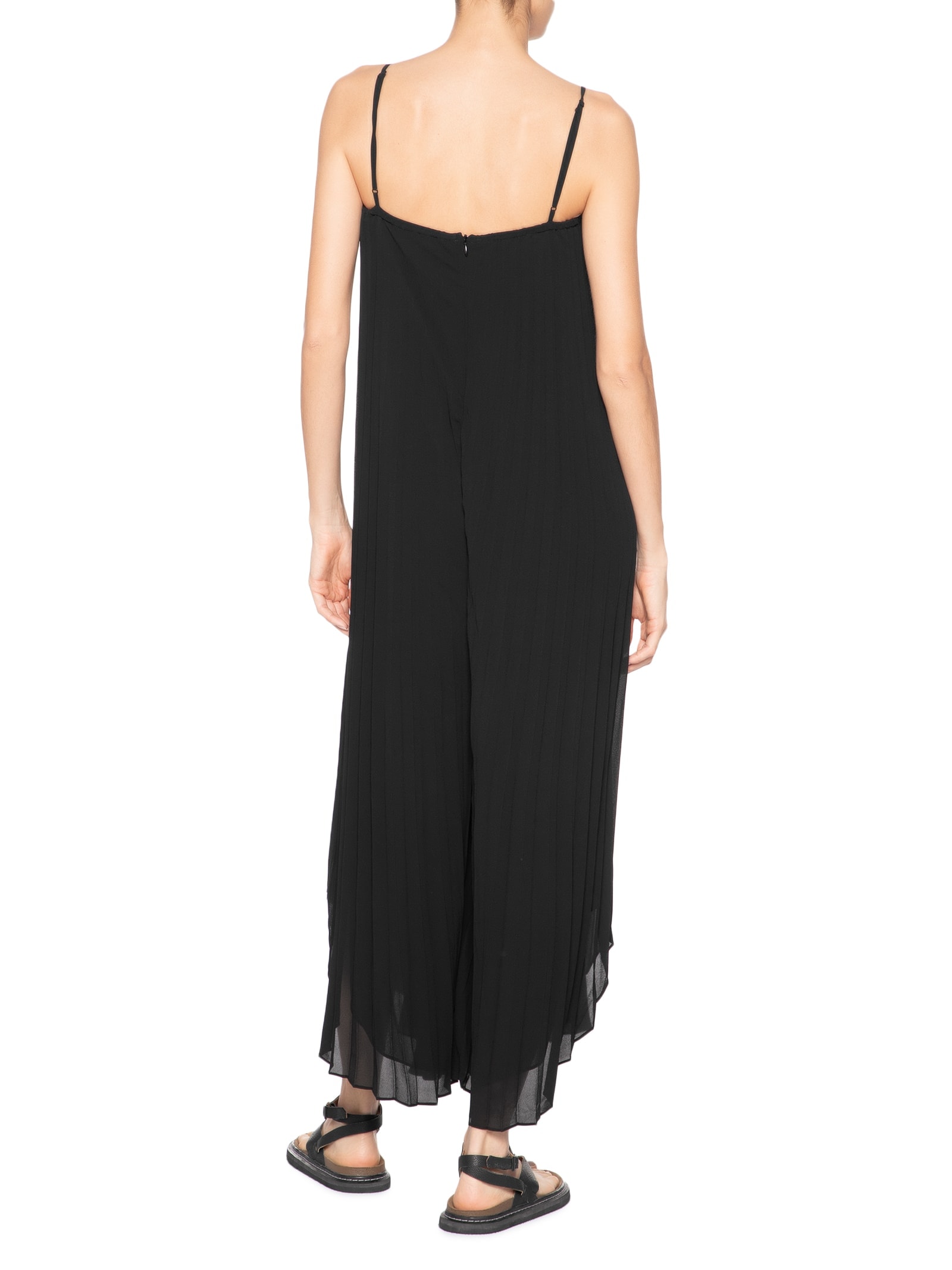 Macacão Feminino Alças Plissado Preto Osklen