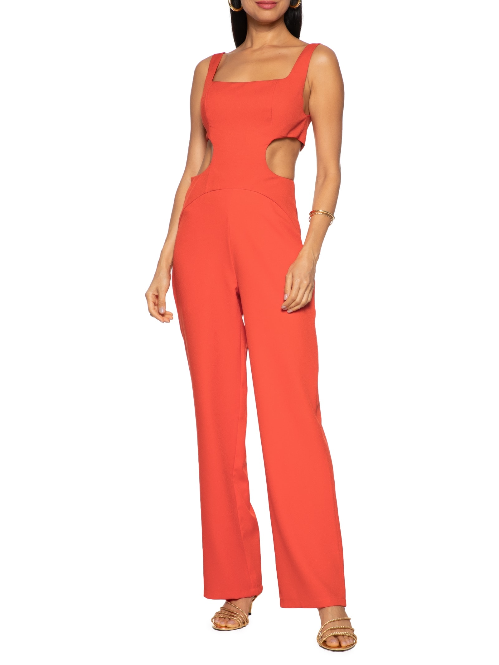 Macacão Feminino Alfaiataria Longo Vermelho Lança Perfume