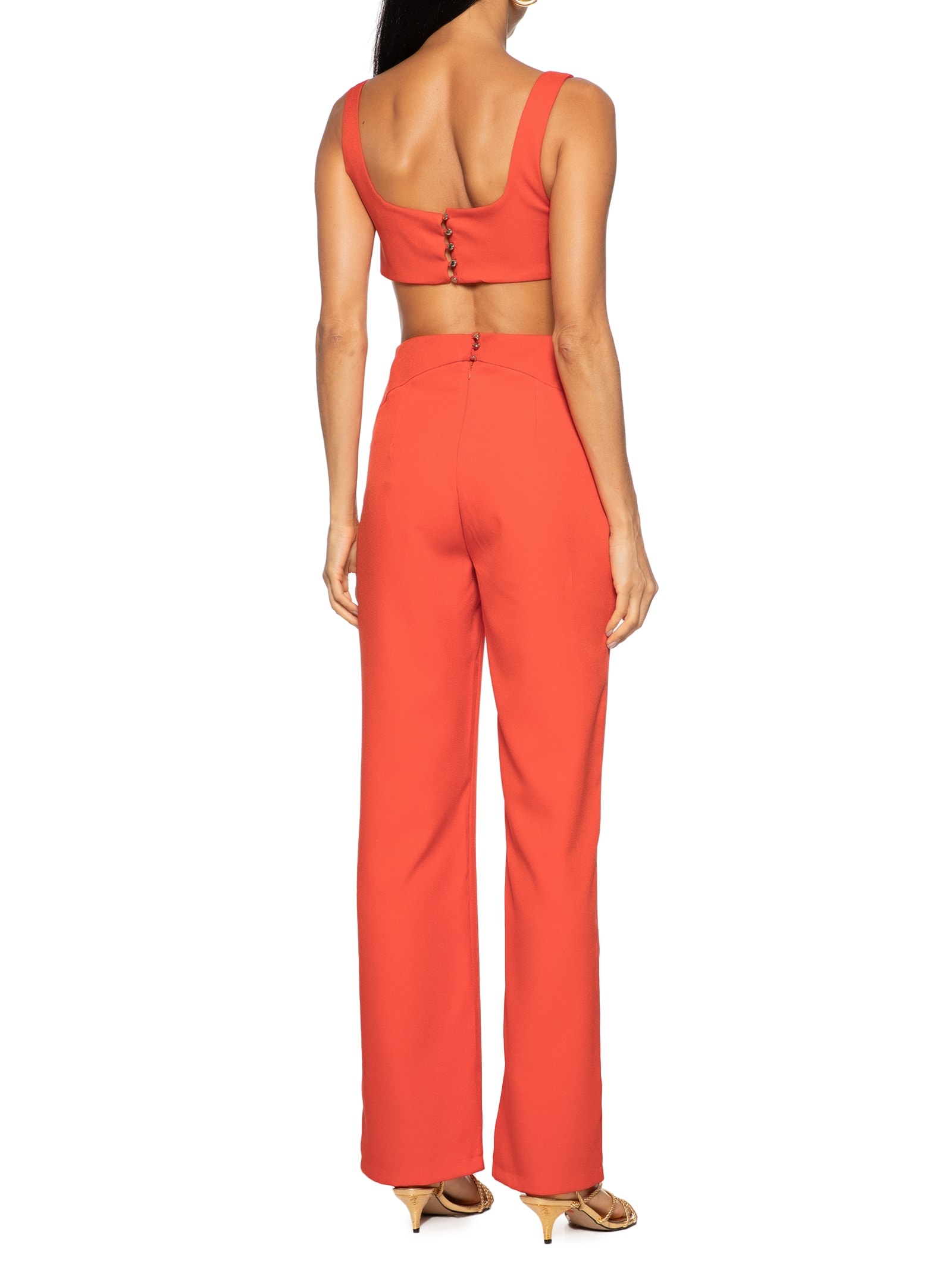 Macacão Feminino Alfaiataria Longo Vermelho Lança Perfume