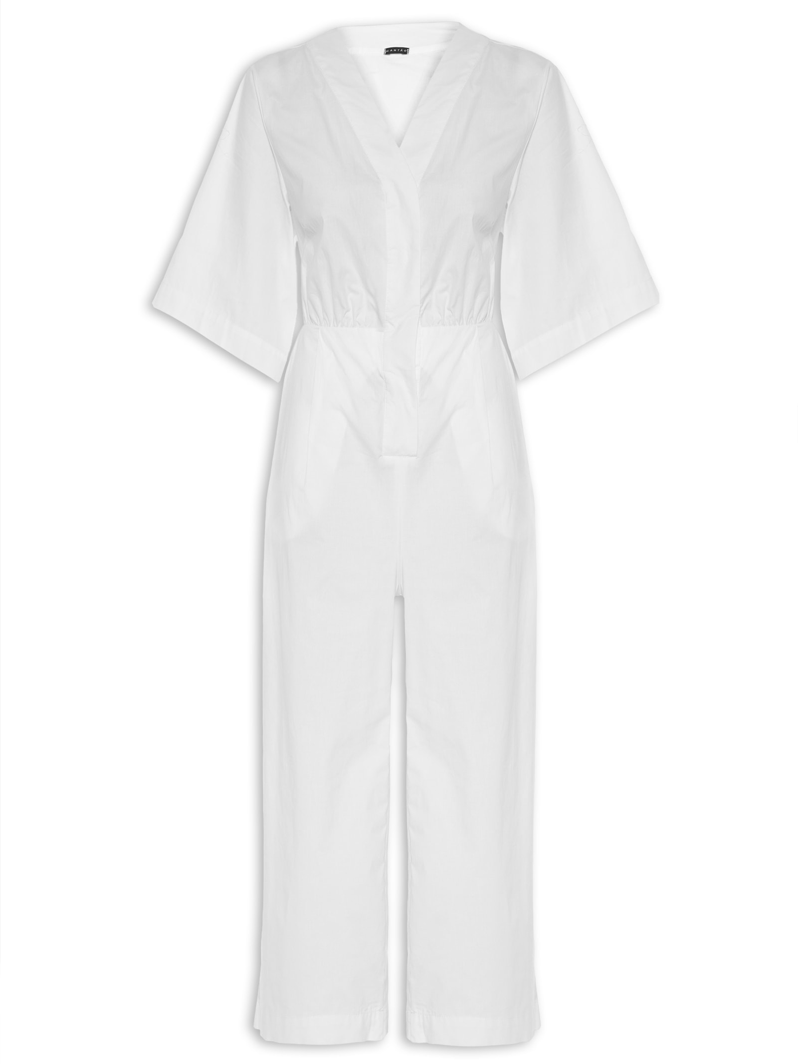 Macacão Feminino Amarração Algodão Collor Branco Cantão