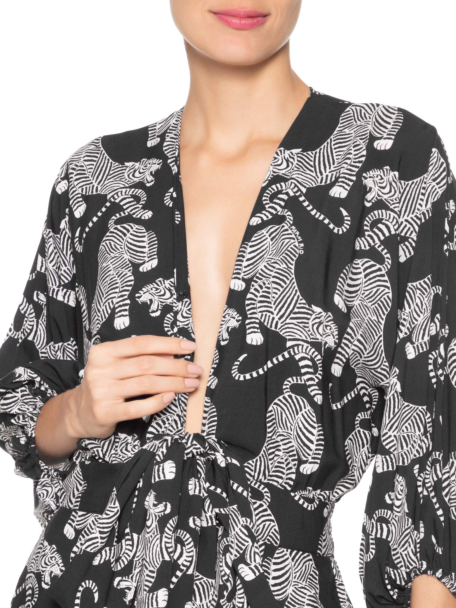 Macacão Feminino Amarração Tigres Preto Farm