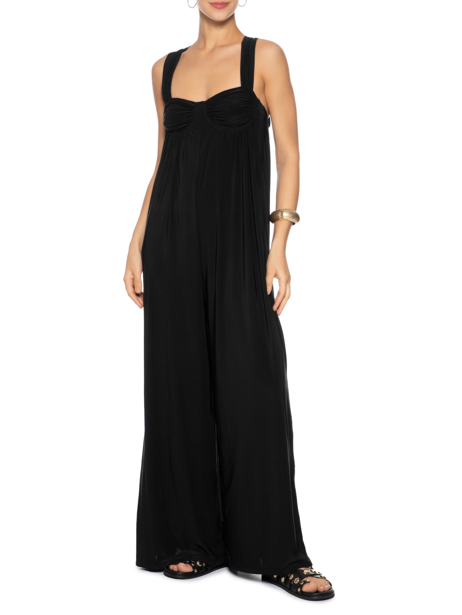 Macacão Feminino Amplo Bojo Jersey Preto Animale