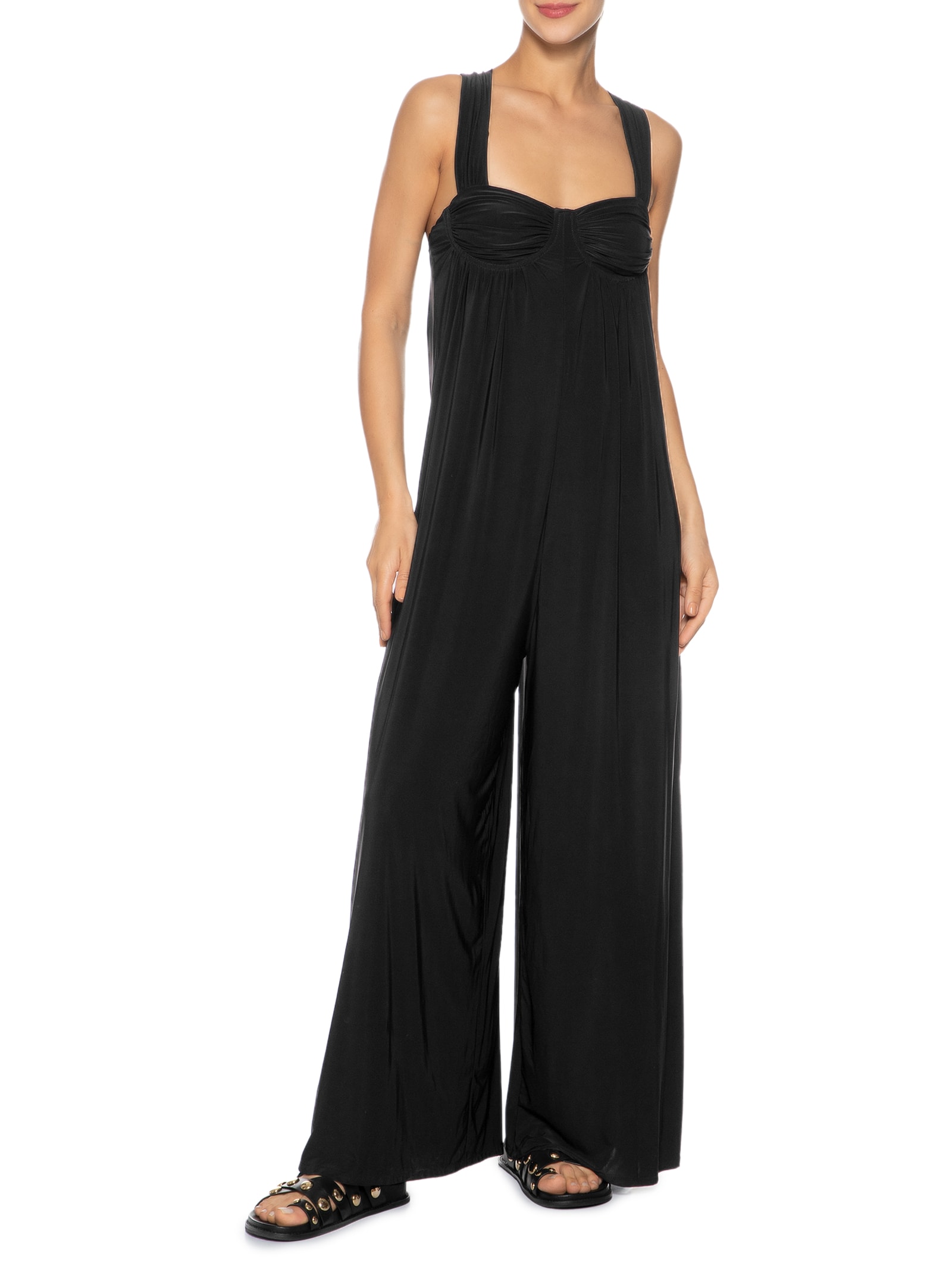 Macacão Feminino Amplo Bojo Jersey Preto Animale