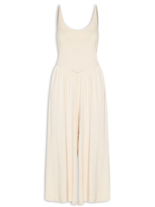 Macacão Feminino Amplo Midi Alças Regulaveis – Off White