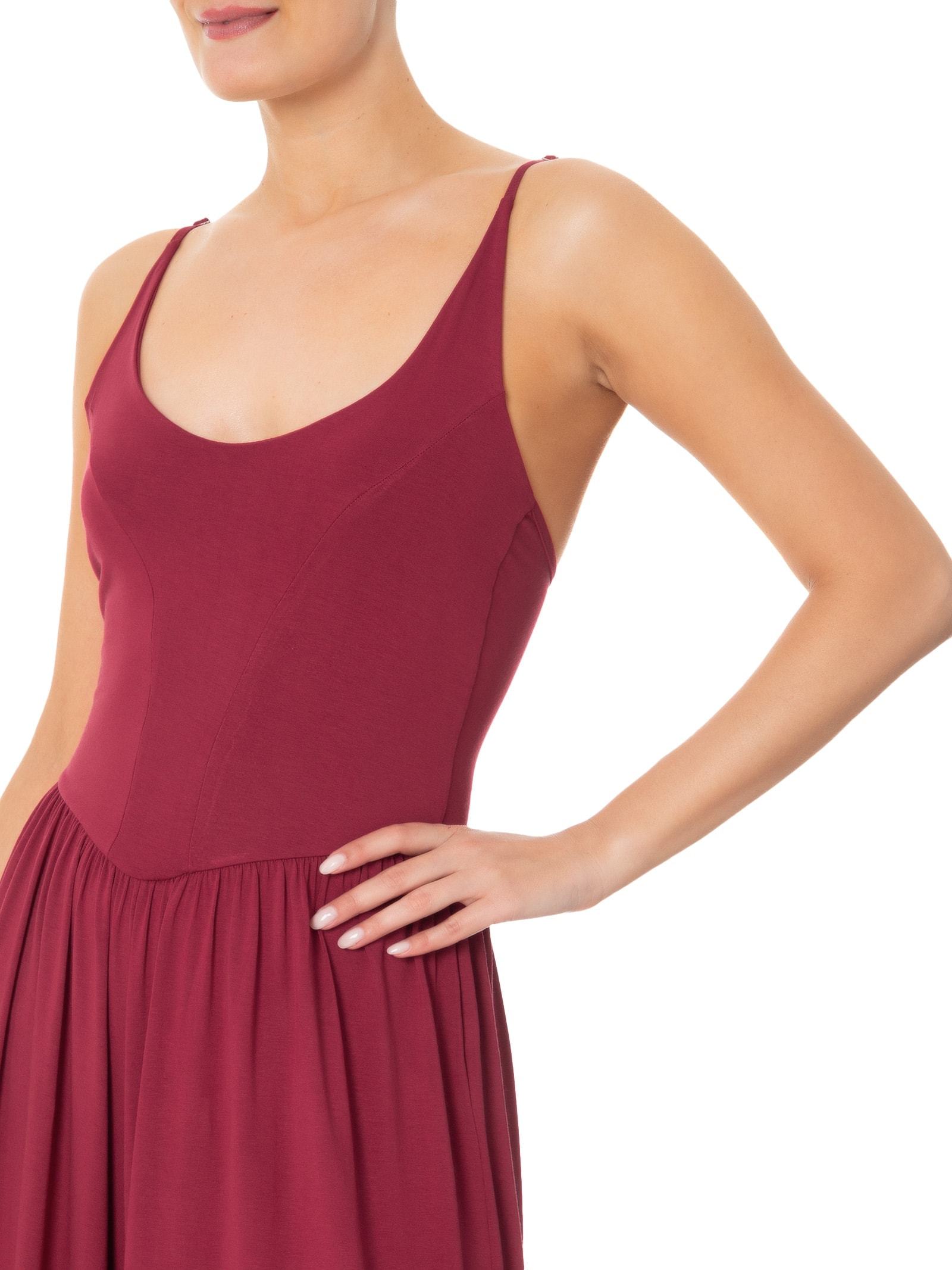 Macacão Feminino Amplo Midi Alças Regulaveis Vermelho Basiq