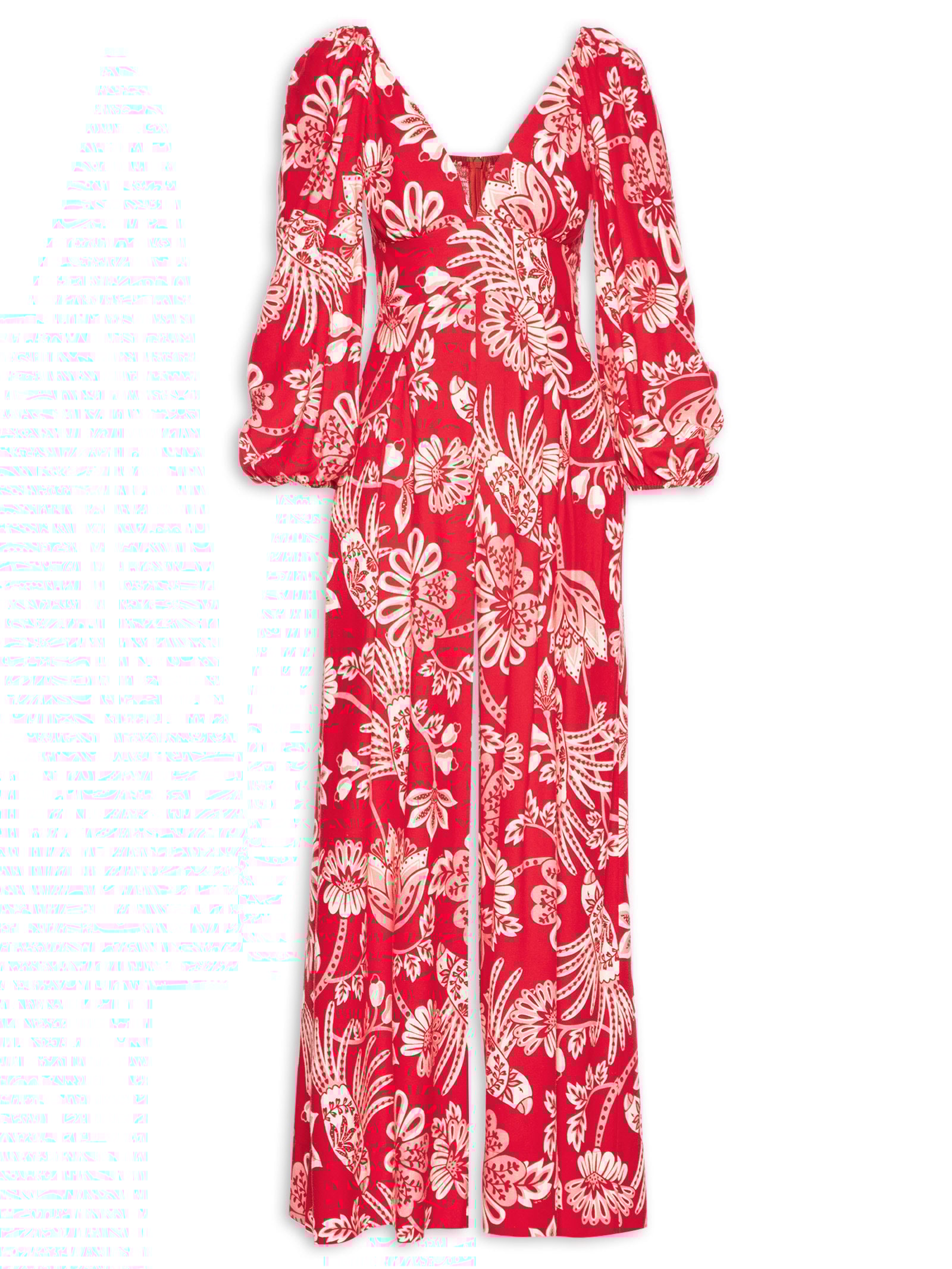 Macacão Feminino Arara Floral Vermelho Farm