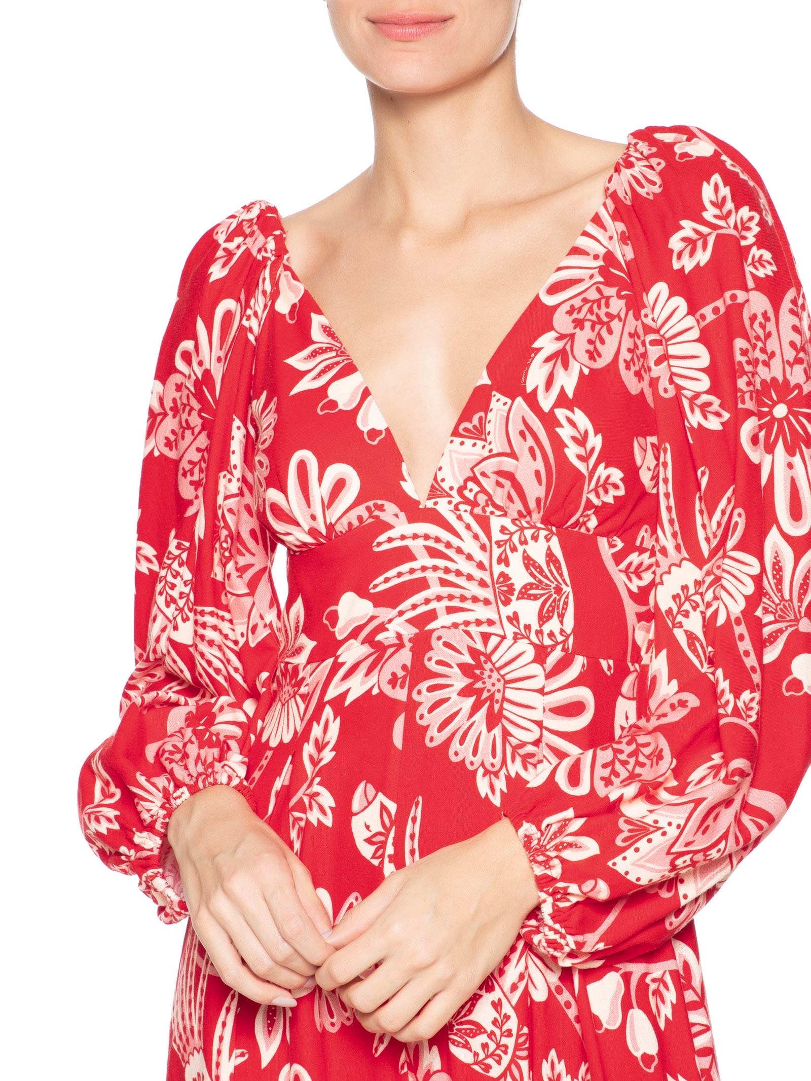 Macacão Feminino Arara Floral Vermelho Farm