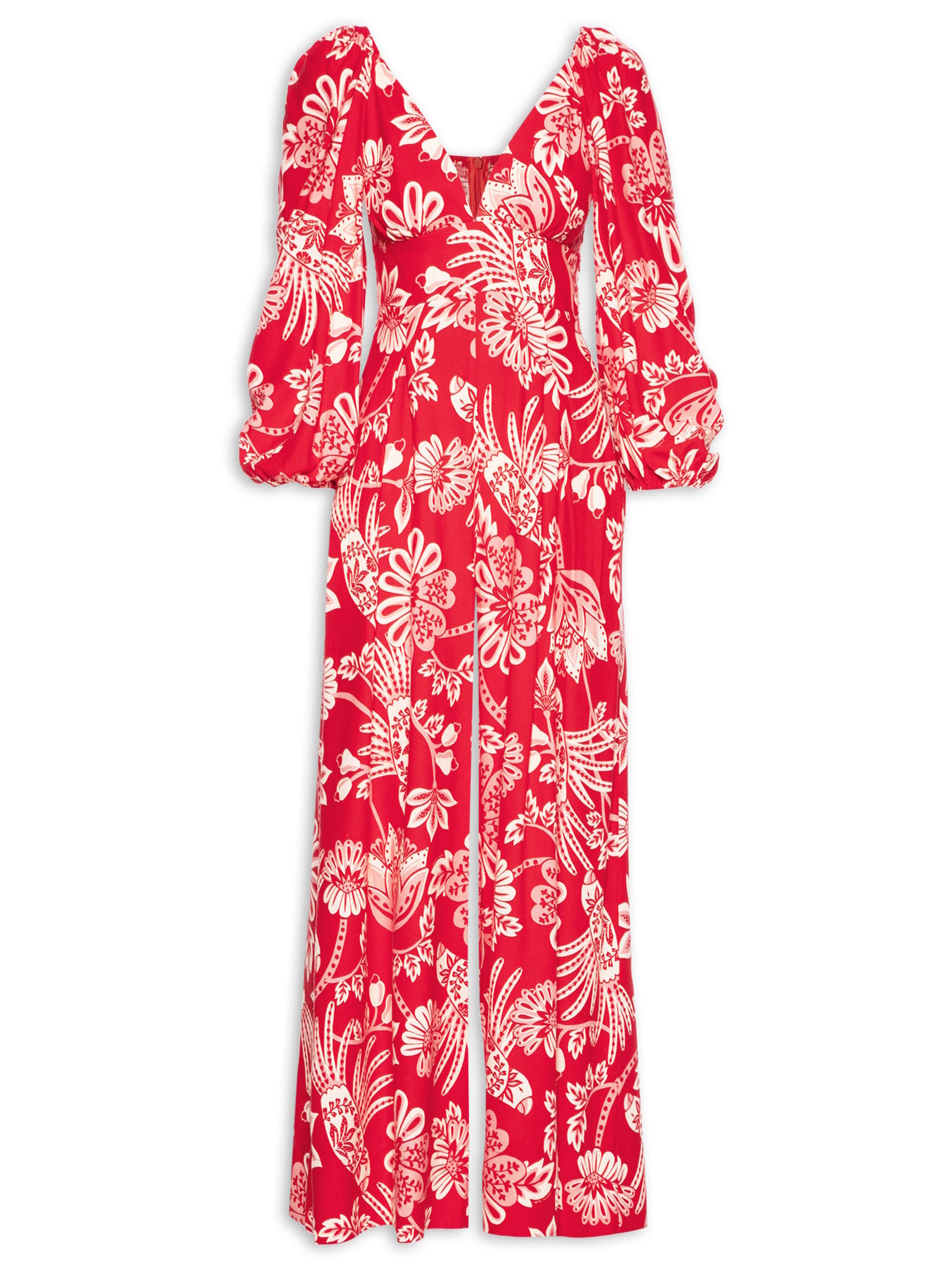 Macacão Feminino Arara Floral Vermelho Farm