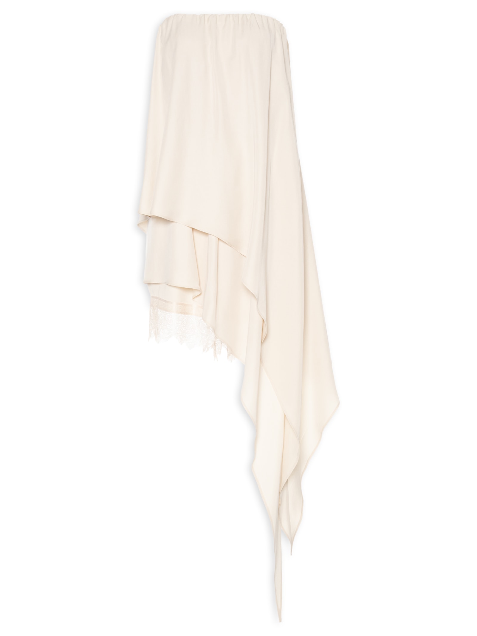 Macacão Feminino Assimétrico Sem Mangas Com Renda Off White My Favorite