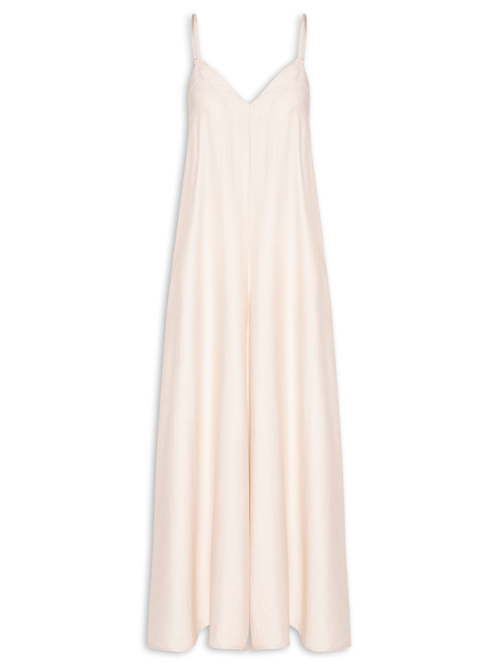 Macacão Feminino Básico Pernas Amplas Bege Basiq