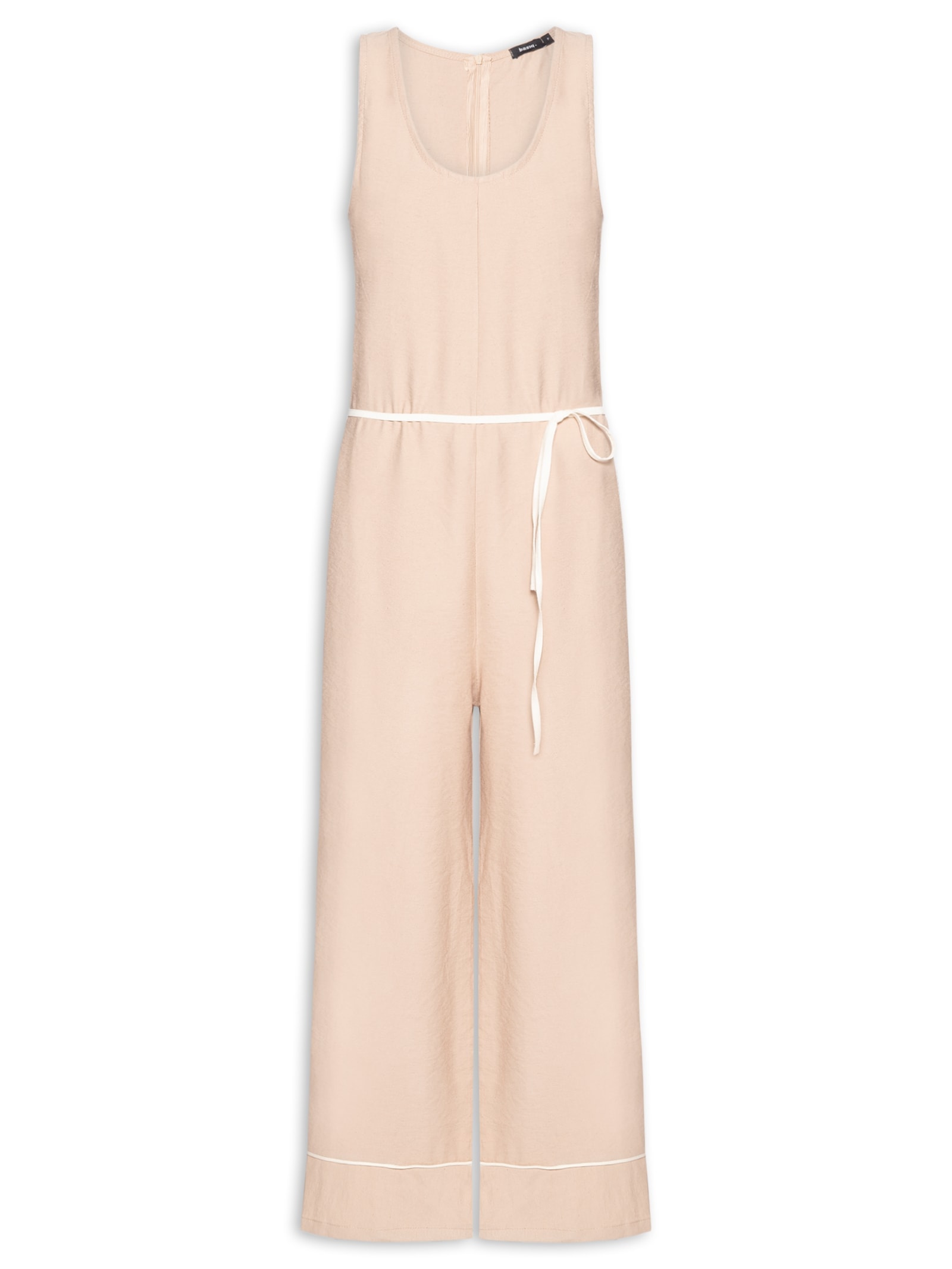 Macacão Feminino Básico Texturizado Bege Basiq