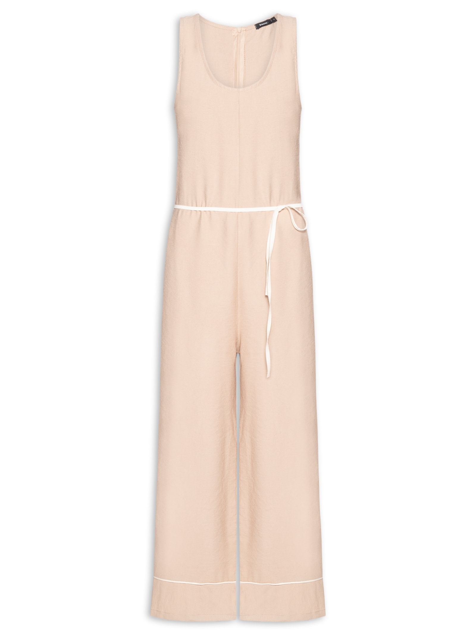 Macacão Feminino Básico Texturizado Bege Basiq