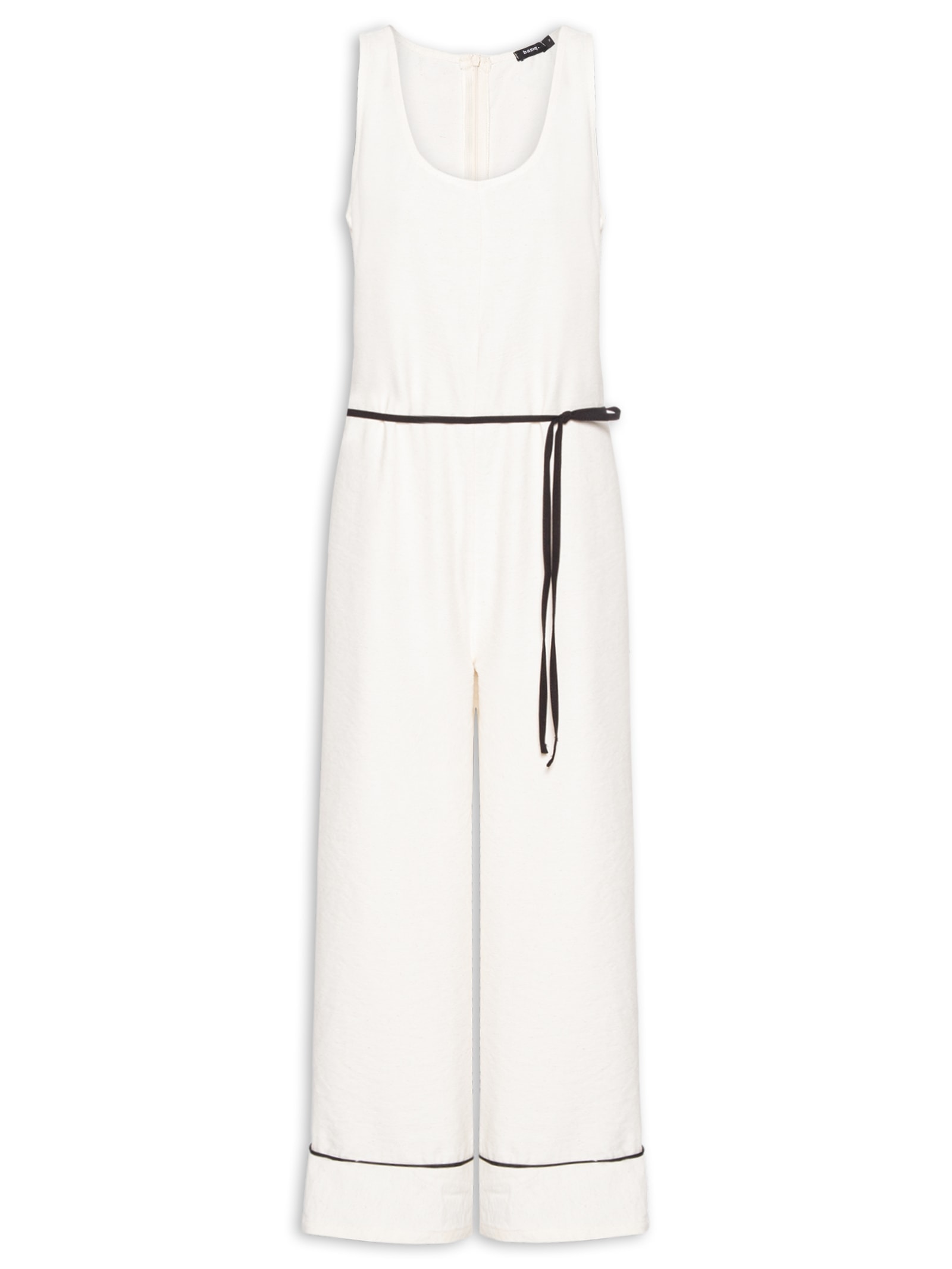 Macacão Feminino Básico Texturizado Off White Basiq