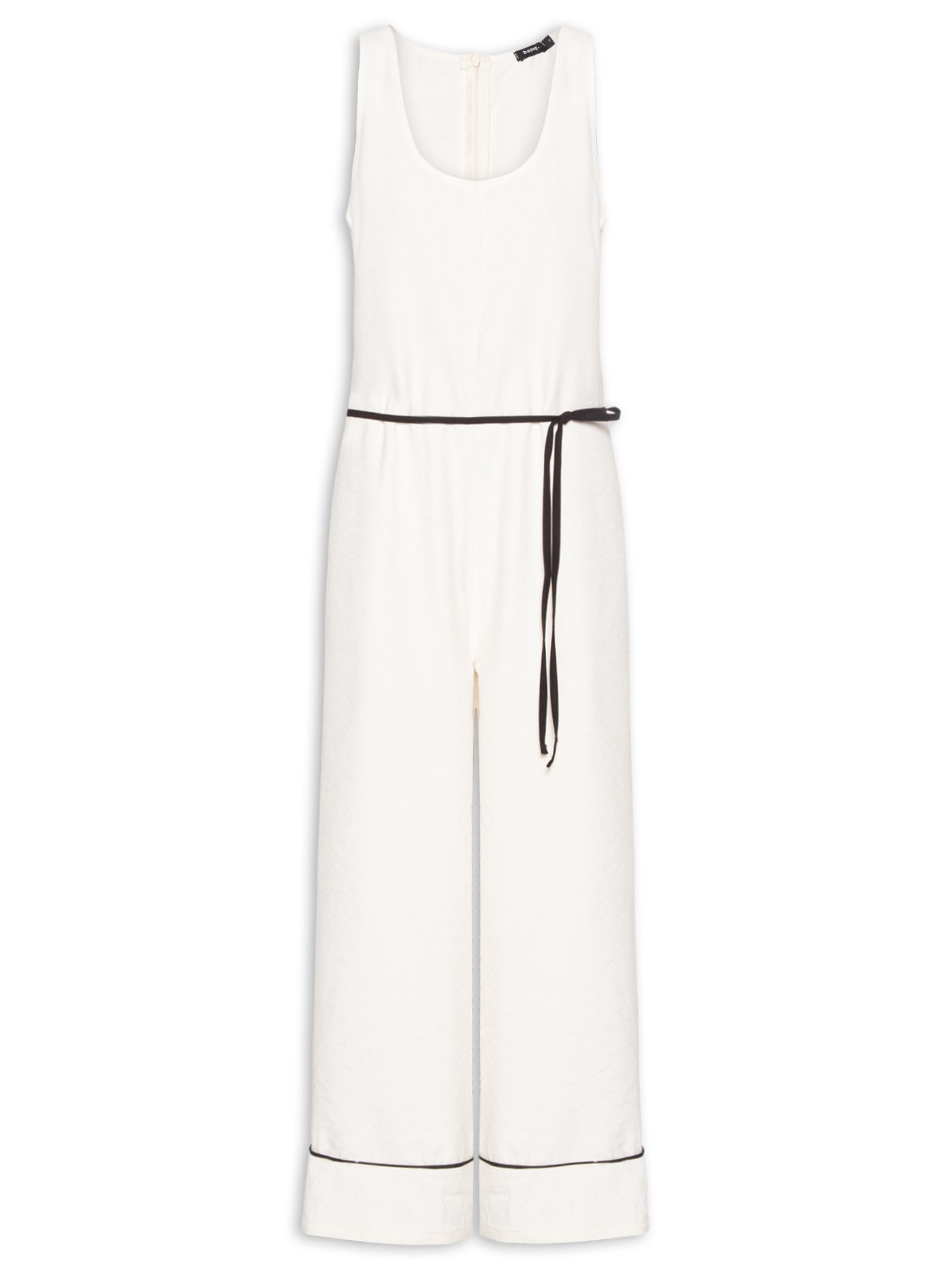 Macacão Feminino Básico Texturizado Off White Basiq